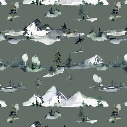 French Terry Digital Mountains old green